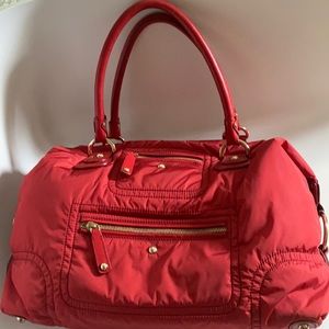 TOD’S Handbag Pashmy Bauletto nylon & leather Red EUC Pretty